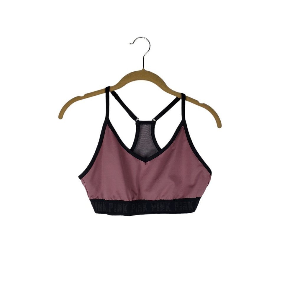 PINK Sport Victoria's Secret Sports Bra Racerback Plum No Padding Size Large